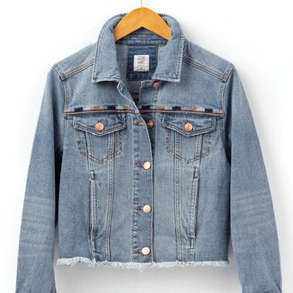 Matilda Jane Good Hart Lone Star Denim blue jean Jacket western festival fray S - Picture 1 of 9